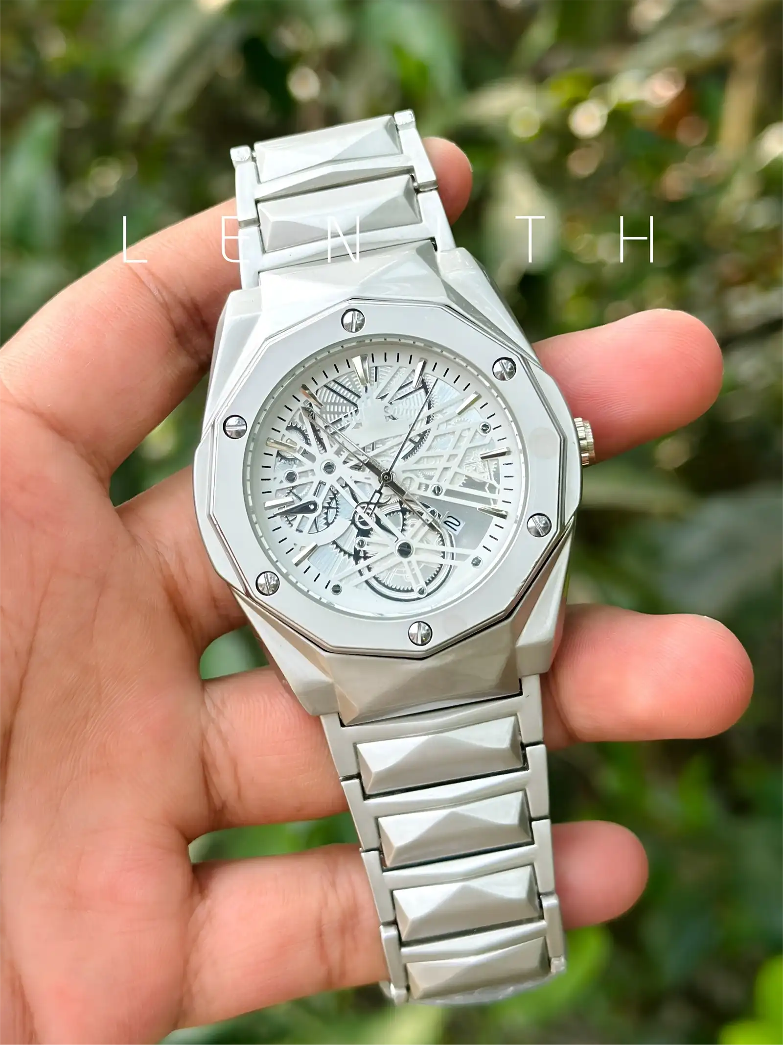 Hublot Watch | Silver White Color 2 | Full Metal Chain & Inside Spider Design