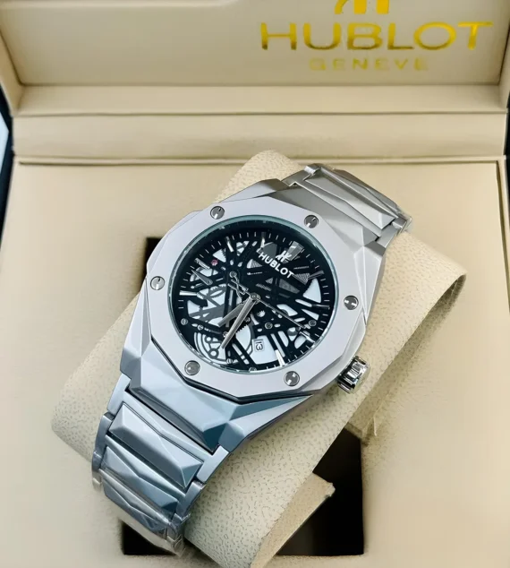Premium Hublot Spider Watch | Chain Full Silver Inside Black