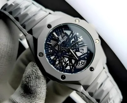 Premium Hublot Spider Watch | Chain Full Silver Inside Blue