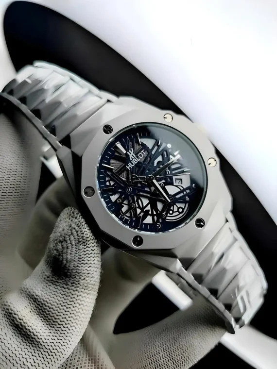 Premium Hublot Spider Watch | Chain Full Silver Inside Blue