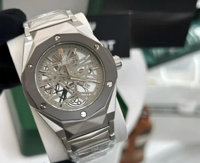 Premium Hublot Spider Watch | Chain Full Silver | Ash Black Round