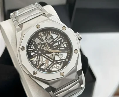 Premium Hublot Spider Watch | Chain Full Silver Inside Black