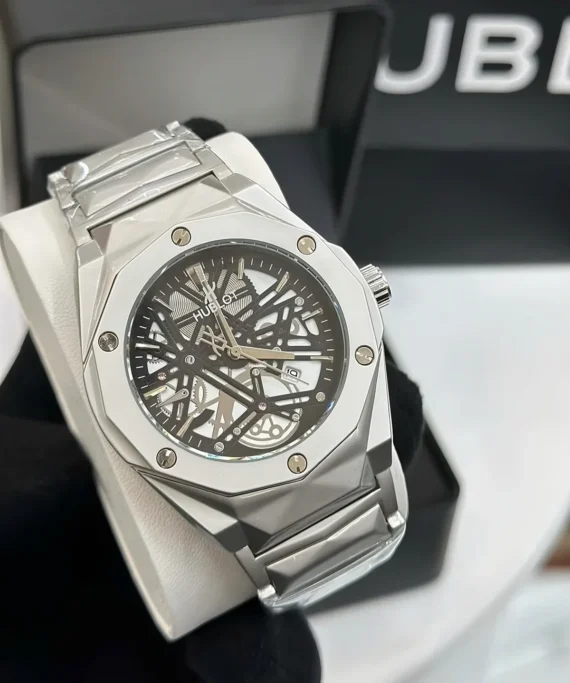 Premium Hublot Spider Watch | Chain Full Silver Inside Black