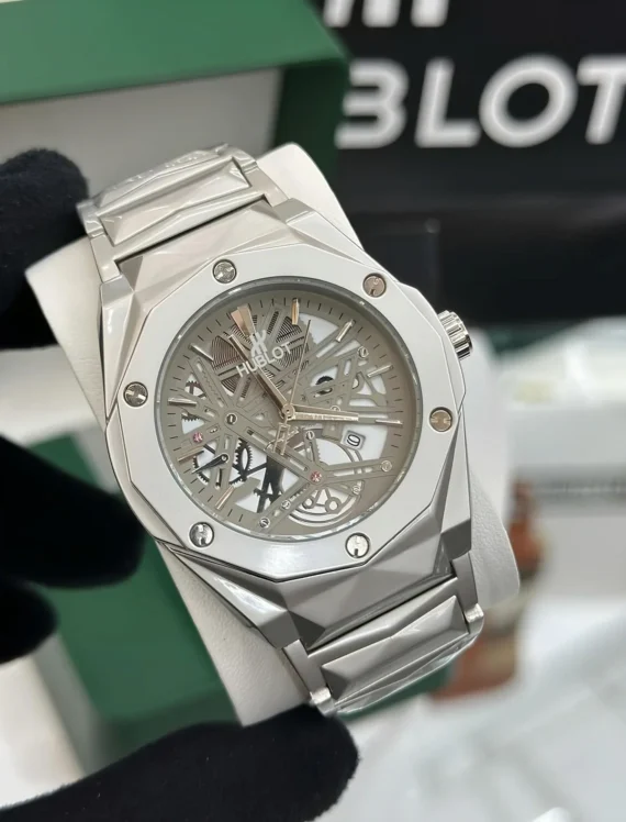 Premium Hublot Spider Watch | Chain Full Silver Inside Olive 1