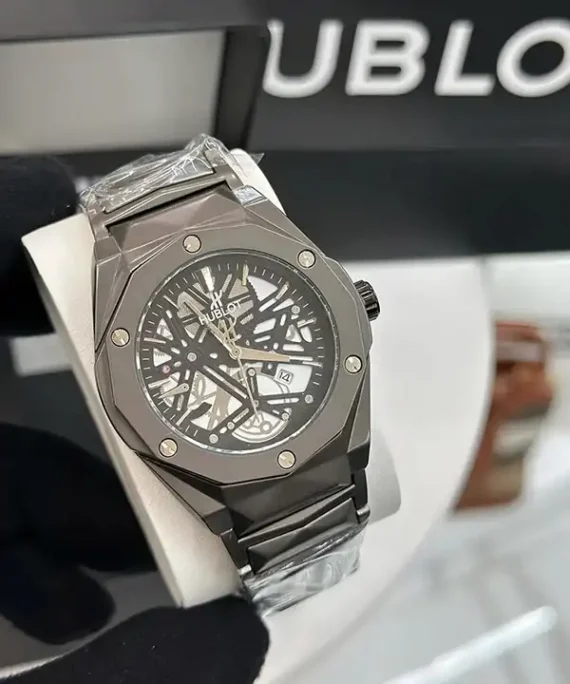 Premium Hublot Spider Watch | Chain Full Ash Black