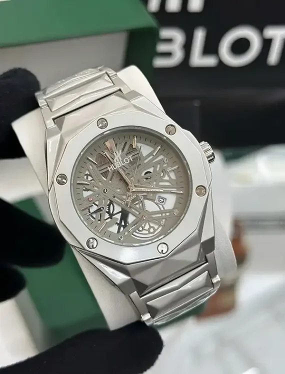 Premium Hublot Spider Watch | Chain Full Silver Inside Olive 1