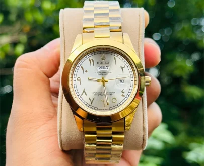 Rolex Watch – Gold Arabic Inside Silver