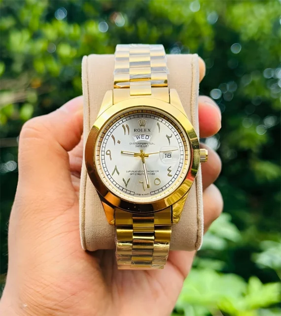 Rolex Watch – Gold Arabic Inside Silver