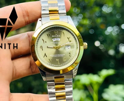 Rolex Watch – Silver Gold Arabic Inside green Silver