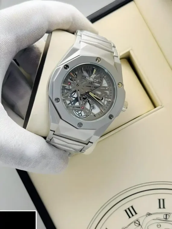 Premium Hublot Spider Watch | Chain Full Silver Inside Olive 1