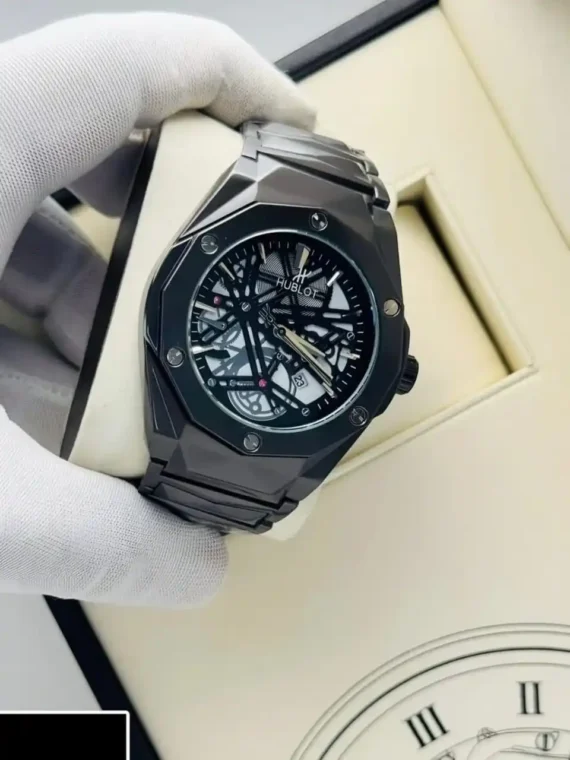 Premium Hublot Spider Watch | Chain Full Ash Black