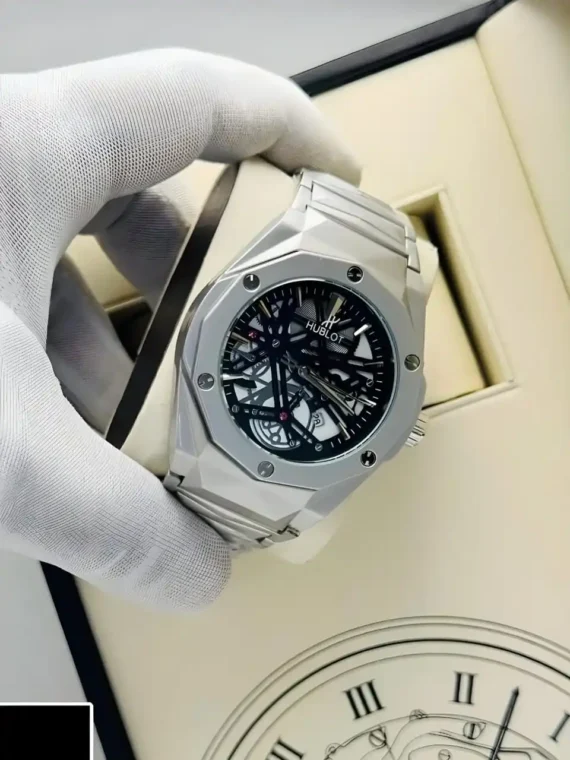 Premium Hublot Spider Watch | Chain Full Silver Inside Black
